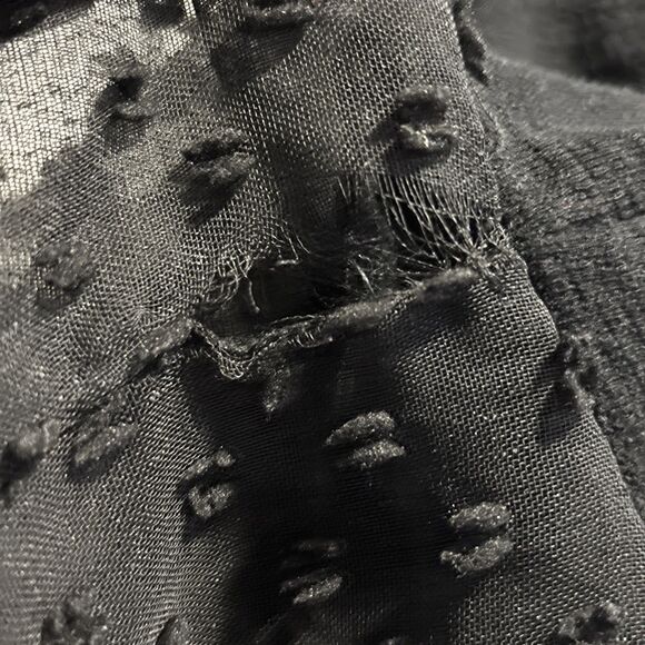 Maeve by Anthropologie Top Women 2X Black Textured Sheer Puff Sleeve Relaxed Fit - Picture 13 of 16